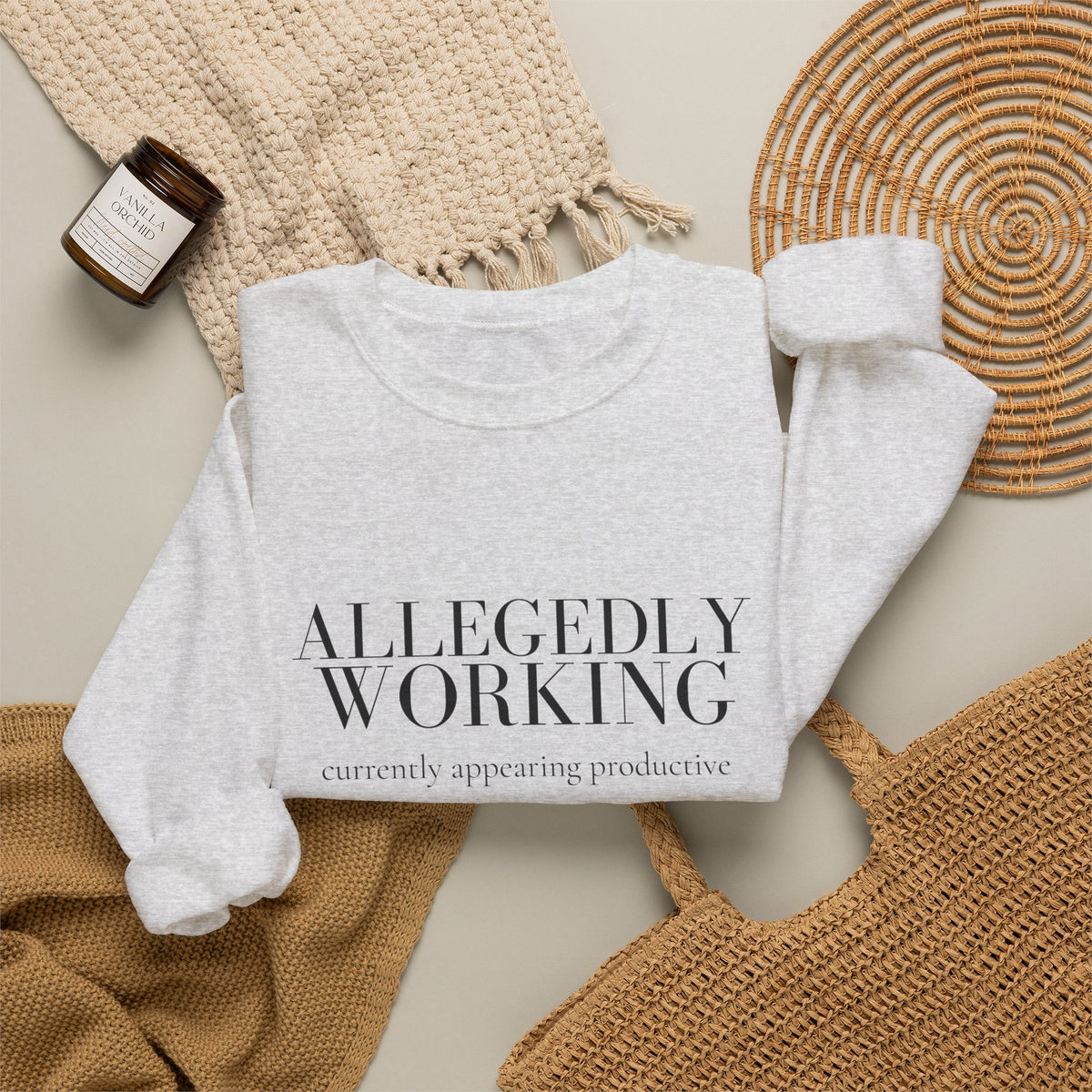 Allegedly Working: Currently Appearing Productive Crewneck
