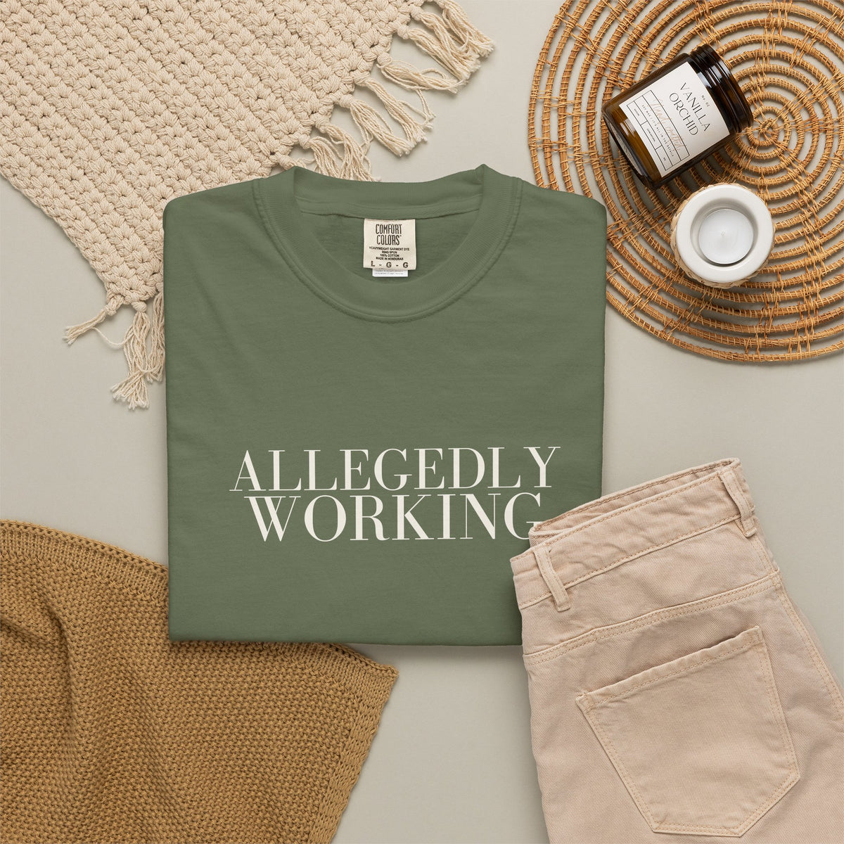 Allegedly Working: The Original Tee (White Print)