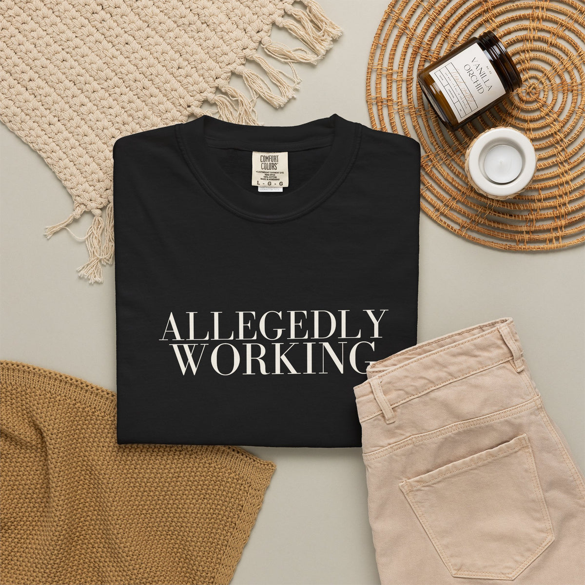 Allegedly Working: The Original Tee (White Print)
