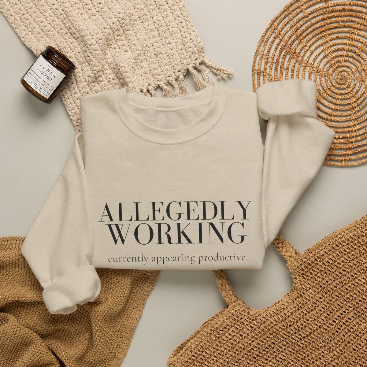 Allegedly Working: Currently Appearing Productive Crewneck