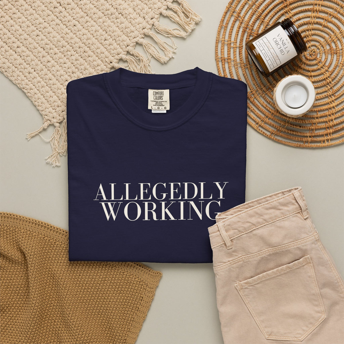 Allegedly Working: The Original Tee (White Print)